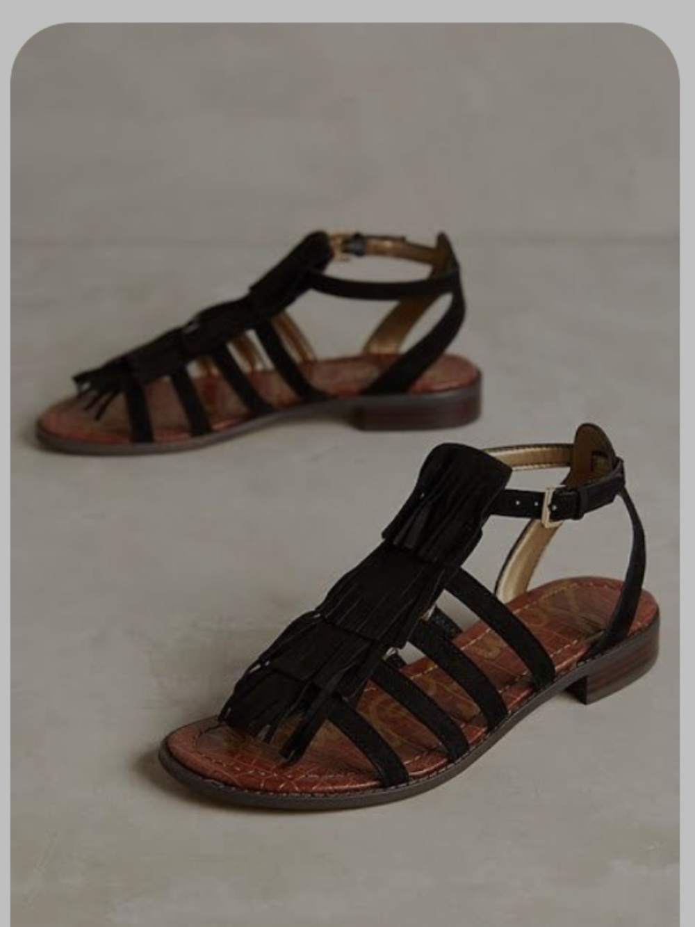 Sam Edelman Estelle Black Suede Fringe Caged Sandals Size 9